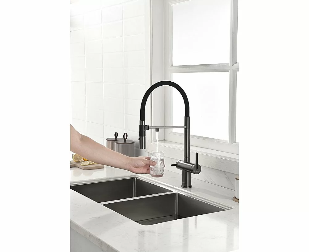 Смеситель для кухни Paulmark Gravity Gr213888-GM вороненая сталь купить в интернет-магазине сантехники Sanbest