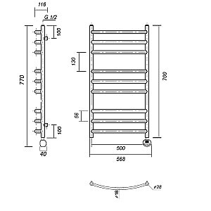 Полотенцесушитель электрический Domoterm Калипсо П9 500x700 АБР E бронза купить в интернет-магазине сантехники Sanbest