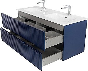 Тумба с раковиной Cezares DUET-N 120 DUET-N-1200-4C-SO-2-SPF-P сапфир для ванной в интернет-магазине Sanbest