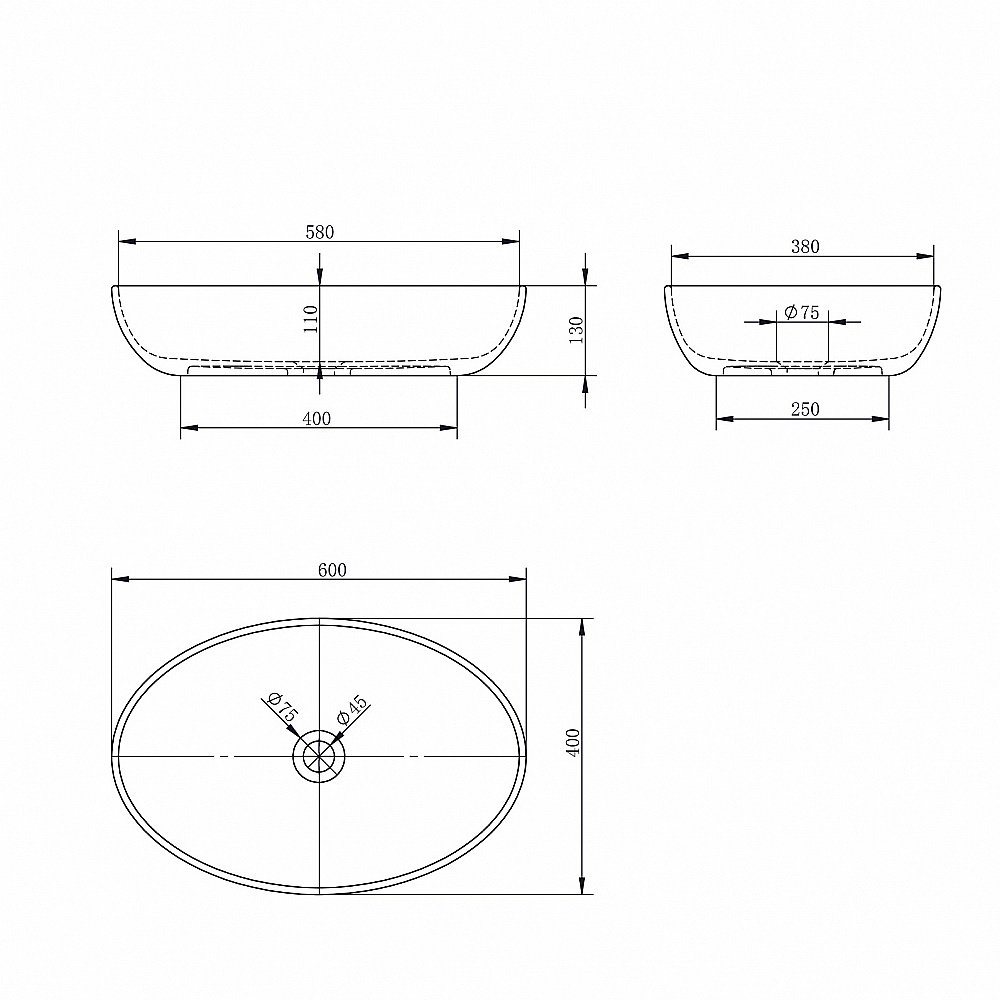 Раковина накладная ABBER Stein AS2619 белая матовая купить в интернет-магазине Sanbest