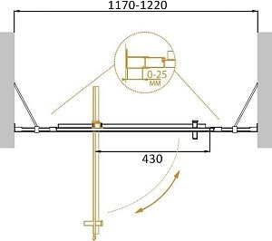 Душевая дверь Cezares MOLVENO BA-12-70+50 прозрачный 120x190 купить в интернет-магазине Sanbest