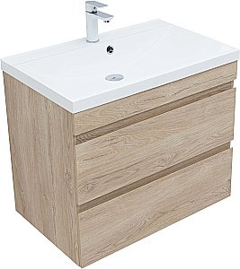 Тумба с раковиной Aquanet Нота New 334198 75 дуб светлый для ванной в интернет-магазине Sanbest