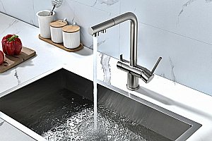 Смеситель для кухни Paulmark Serpentine Se213222-BS брашированная сталь купить в интернет-магазине сантехники Sanbest