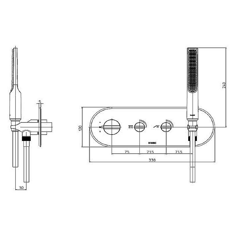 Смеситель для душа Bossini Apice Z00523.073 черный купить в интернет-магазине сантехники Sanbest