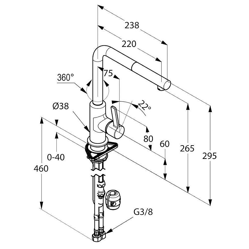 Смеситель для кухни Kludi L-Ine 408510575 купить в интернет-магазине сантехники Sanbest