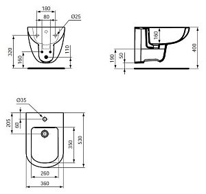 Биде подвесное Ideal Standard Tempo-IS T510001 купить в интернет-магазине Sanbest