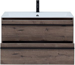 Тумба с раковиной Aquanet Lino 90 Дуб Веллингтон для ванной в интернет-магазине Sanbest