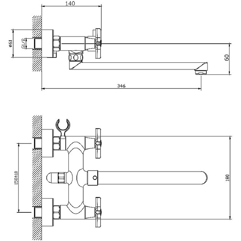 Смеситель для ванны Rush Melville MV1135-51 купить в интернет-магазине сантехники Sanbest