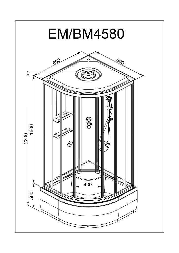 Душевая кабина DTO ЕМ4580 LED 80х80 купить в интернет-магазине Sanbest