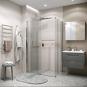 Душевой уголок Grossman Pragma 120.K33.03.1080.10.02 100x80 стекло шиншилла/профиль хром купить в интернет-магазине Sanbest