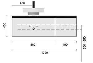 Тумба с раковиной и столешницей Armadi Art QUATRO 2 120 WILLOW/профиль ANTHRACITE для ванной в интернет-магазине Sanbest