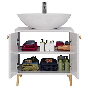 Тумба с раковиной Dreja LUNO 99.2001 60 белый глянец для ванной в интернет-магазине Sanbest