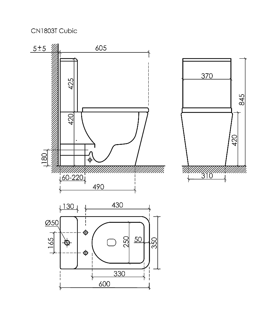 Унитаз напольный Ceramica Nova Cubic CN1803T-B/CN1803T-T белый, безободковый, с крышкой микролифт, слив торнадо купить в интернет-магазине Sanbest