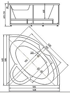 Ванна Aquatek Поларис-1 140х140 POL1-0000030 белая купить в интернет-магазине Sanbest