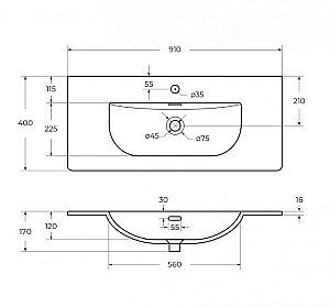 Тумба с раковиной BelBagno MARINO-CER-MINI-900-2C-SO-BO-P Bianco Opaco для ванной в интернет-магазине Sanbest