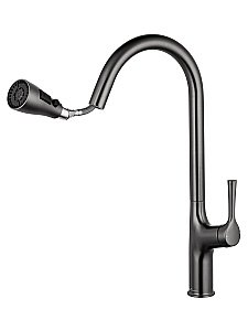 Смеситель для кухни с выдвижным изливом WONZON & WOGHAND, Темный графит (WW-AE54123-BGG) купить в интернет-магазине сантехники Sanbest