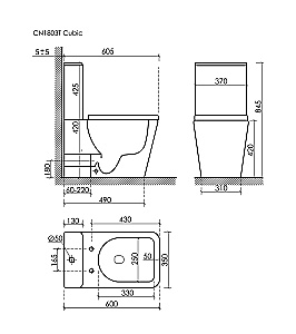 Унитаз напольный Ceramica Nova Cubic CN1803T-B/CN1803T-T белый, безободковый, с крышкой микролифт, слив торнадо купить в интернет-магазине Sanbest