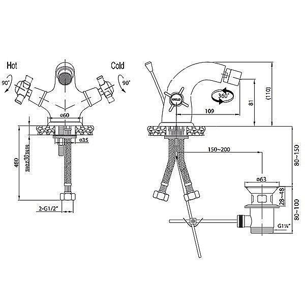 Смеситель для биде Cezares LORD-BS1-02 бронза купить в интернет-магазине сантехники Sanbest