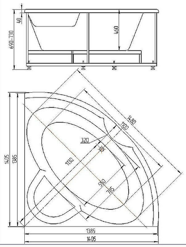 Ванна Aquatek Поларис-1 140х140 POL1-0000030 белая купить в интернет-магазине Sanbest