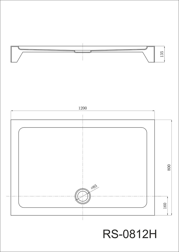 Душевой поддон Black&White STELLAR WIND Easy Plumb RS-0812H 80x120 купить в интернет-магазине Sanbest