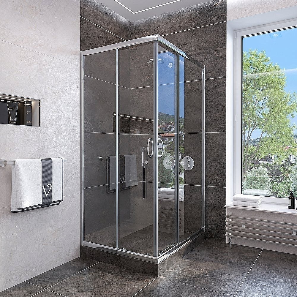 Душевой уголок Veconi Rovigo RV-113 80x80 прозрачный купить в интернет-магазине Sanbest