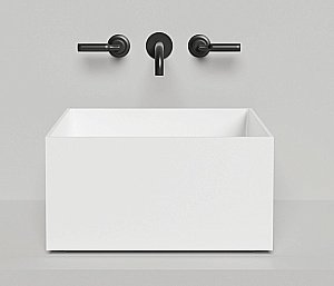 Раковина накладная Salini Armonia SQUARE 02 130522M 45 из искусственного камня S-Stone, белая матовая купить в интернет-магазине Sanbest