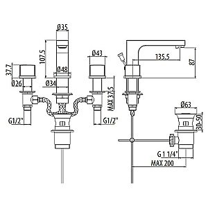 Смеситель для раковины Gattoni Kubik 2510025C0 купить в интернет-магазине сантехники Sanbest