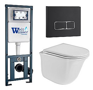 Унитаз с инсталляцией WeltWasser MARBERG 410 + TELBACH 004 GL-WT + MAR 410 SE MT-BL купить в интернет-магазине Sanbest