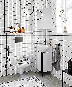 Тумба с раковиной Aqwella Porto 45 POR0104 бело-черная для ванной в интернет-магазине Sanbest