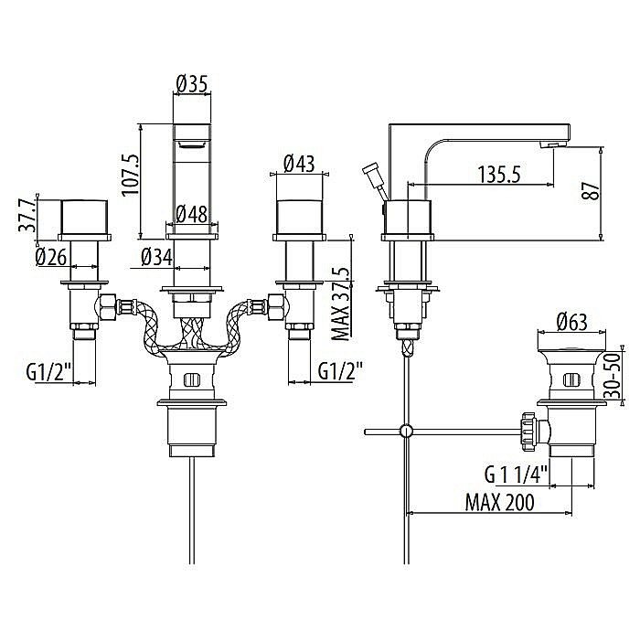 Смеситель для раковины Gattoni Kubik 2510025C0 купить в интернет-магазине сантехники Sanbest