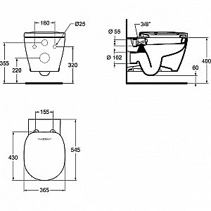Унитаз подвесной с функцией биде Ideal Standard Connect E781901 белый купить в интернет-магазине Sanbest