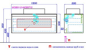 Тумба с раковиной Aqwella Mobi 120 белый/бетон светлый для ванной в интернет-магазине Sanbest
