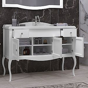 Тумба с раковиной Опадирис Лаура 120 белая/swarovski хром для ванной в интернет-магазине Sanbest