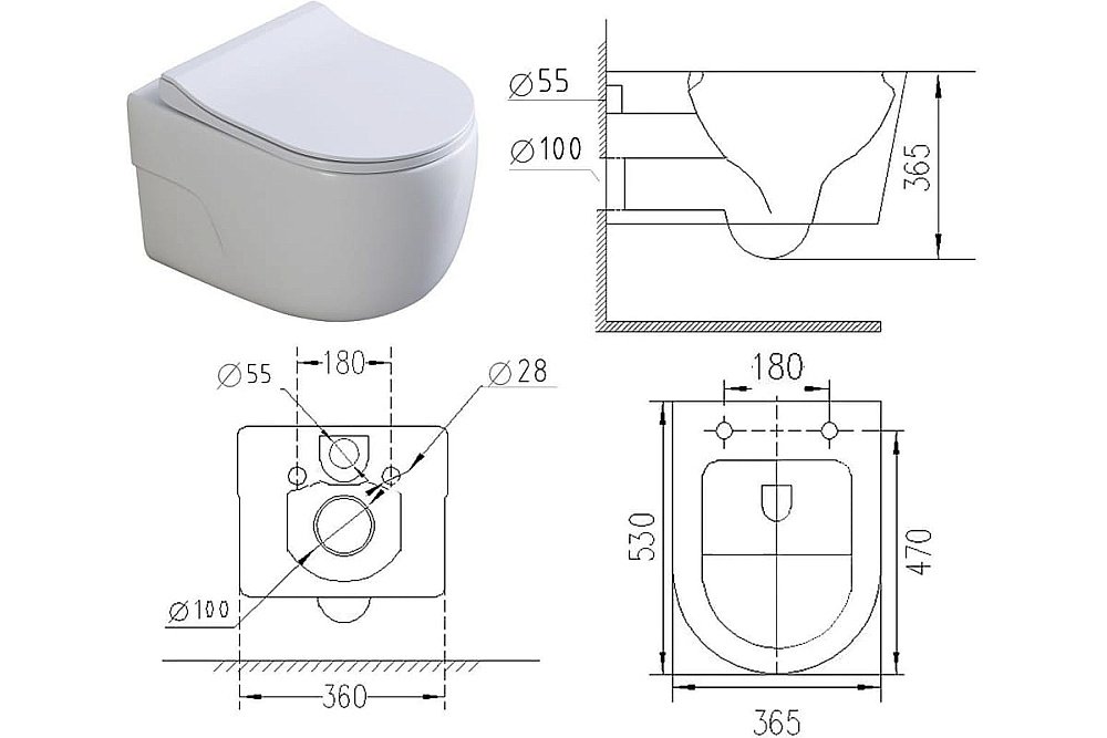 Унитаз подвесной Art&Max VERONA AM012CHRT/SC белый, с сиденьем микролифт, безободковый купить в интернет-магазине Sanbest
