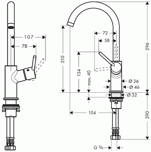 Смеситель для раковины Hansgrohe Talis S2 32082000 купить в интернет-магазине сантехники Sanbest