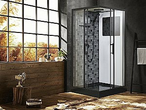 Душевая кабина Esbano Elegancia ESB-90CKR 90x90 стекло прозрачное/профиль черный купить в интернет-магазине Sanbest