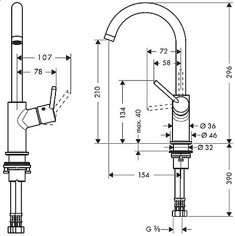 Смеситель для раковины Hansgrohe Talis S2 32082000 купить в интернет-магазине сантехники Sanbest