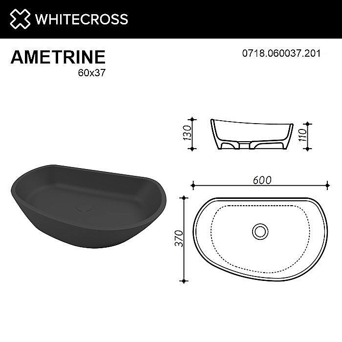 Раковина накладная WhiteCross Ametrine 60 0718.060037.201 черная матовая купить в интернет-магазине Sanbest