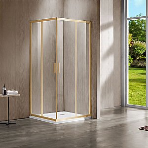 Душевой уголок Vincea Garda VSS-1G8011CLG 110x80 стекло прозрачное/профиль золото брашированное купить в интернет-магазине Sanbest