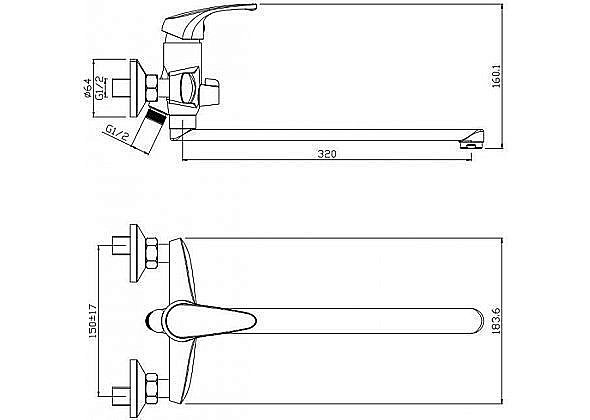 Смеситель для ванны Aquanet Practic AF100-21С купить в интернет-магазине сантехники Sanbest