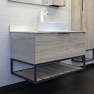 Тумба с раковиной Comforty Порто 00-00009322 90 дуб дымчатый для ванной в интернет-магазине Sanbest