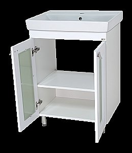 Тумба с раковиной Misty Урал - 60 Э-Ура-01060-021Н белая для ванной в интернет-магазине Sanbest