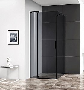 Душевой уголок Cezares Slider 80х80 SLIDER-AH-1-90-70/80-GRIGIO-NERO стекло серое тонированное/профиль черный матовый купить в интернет-магазине Sanbest