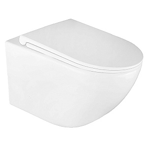 Унитаз подвесной Azario Bonelle AZ-2801E белый, безободковый, с крышкой микролифт, слив торнадо купить в интернет-магазине Sanbest