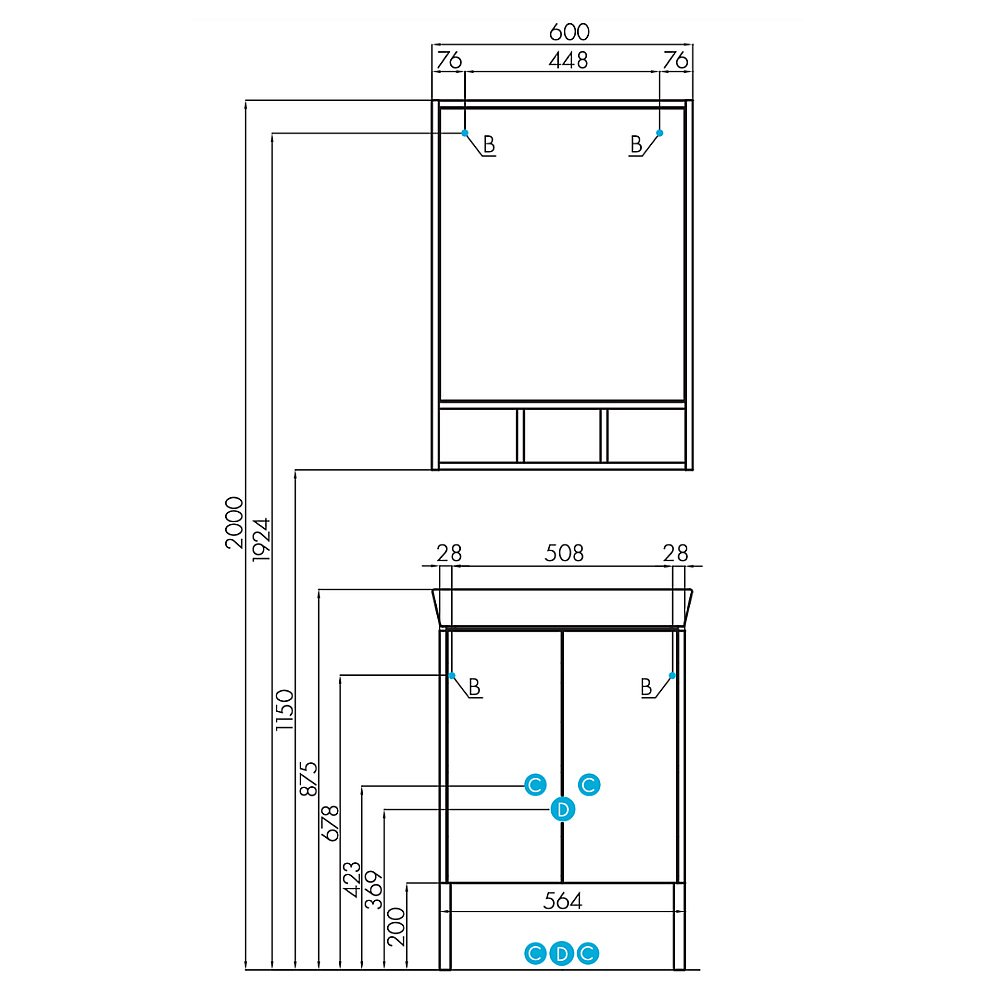 Зеркальный шкаф Акватон Йорк 60 белый/выбеленное дерево купить в интернет-магазине сантехники Sanbest