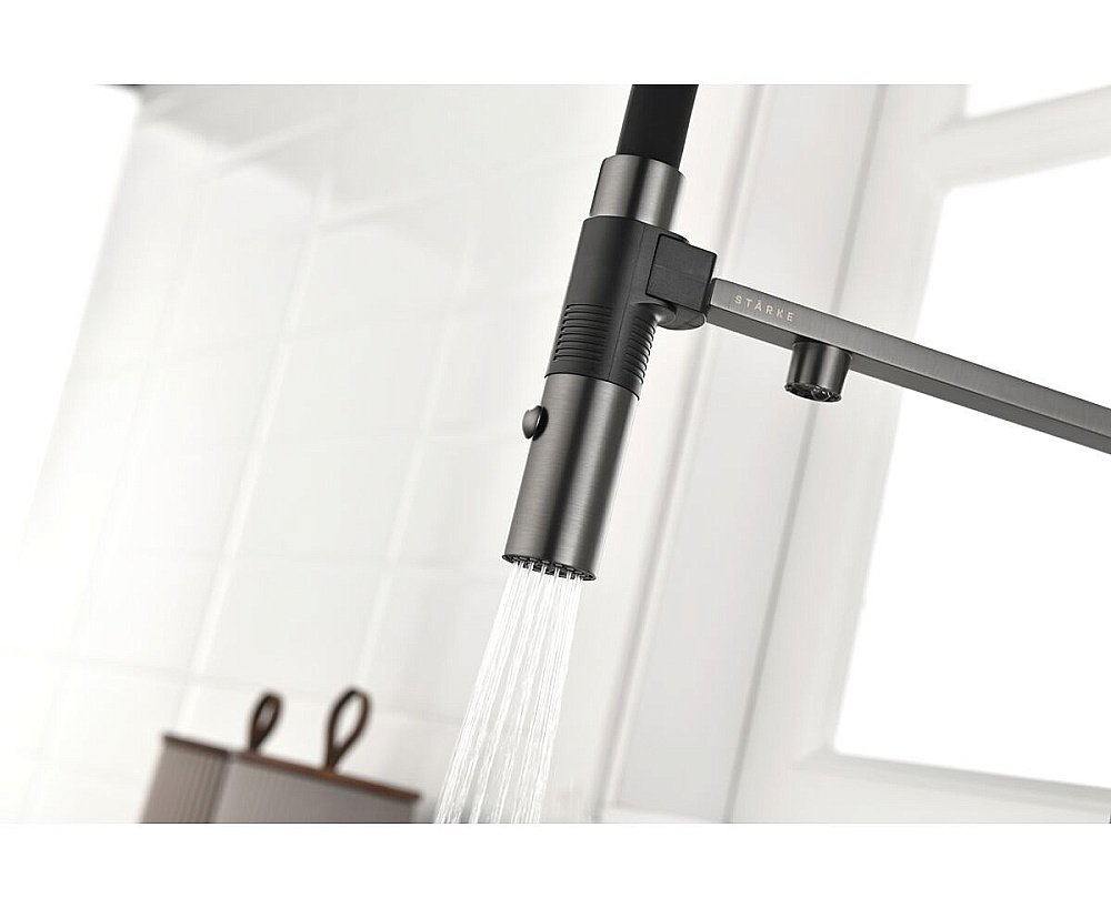 Смеситель для кухни Paulmark Gravity Gr213888-GM вороненая сталь купить в интернет-магазине сантехники Sanbest