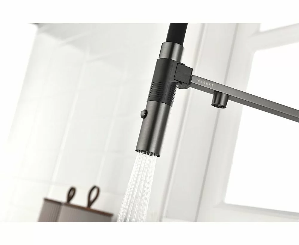 Смеситель для кухни Paulmark Gravity Gr213888-GM вороненая сталь купить в интернет-магазине сантехники Sanbest