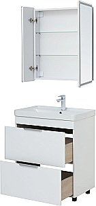 Тумба с раковиной Aquanet Ирис new 70 напольная белый глянец для ванной в интернет-магазине Sanbest