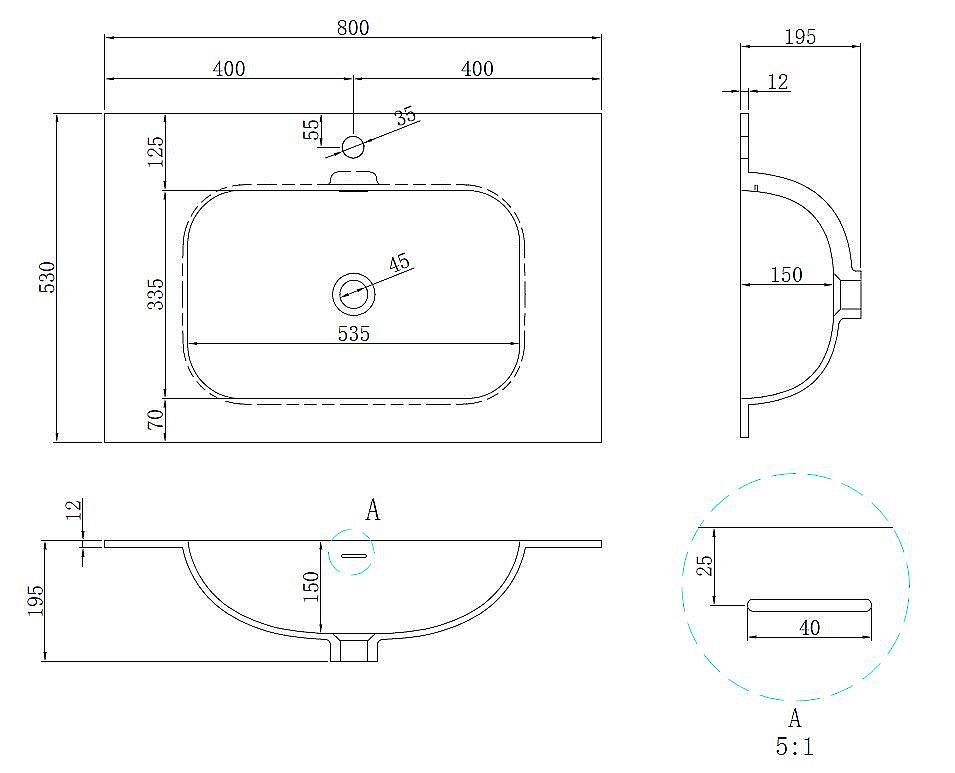 Раковина Vincea Elise VCB-4EL800MW белый матовый купить в интернет-магазине Sanbest