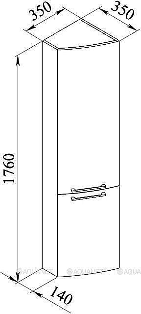 Шкаф-пенал угловой De Aqua Тока 5 35 белый для ванной в интернет-магазине сантехники Sanbest